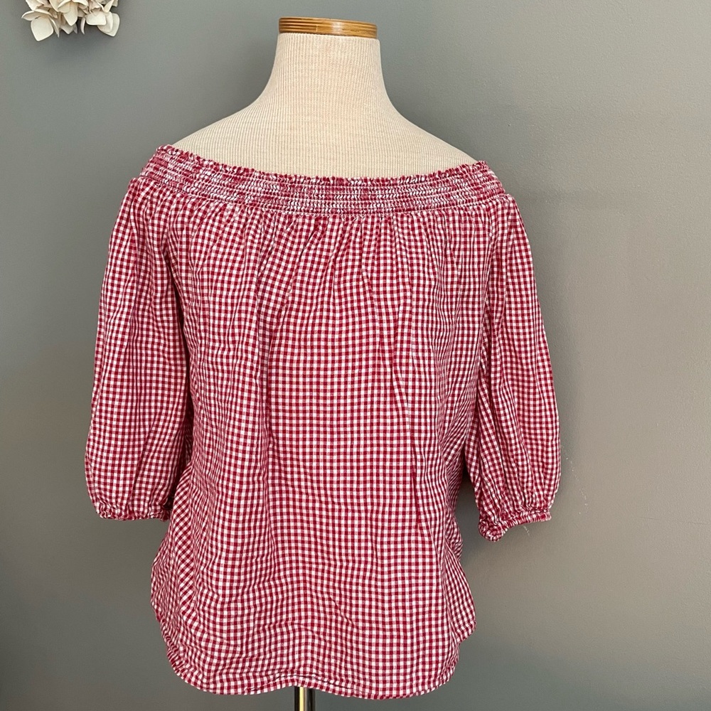 Gingham Plaid Off Shoulder Old Navy Top